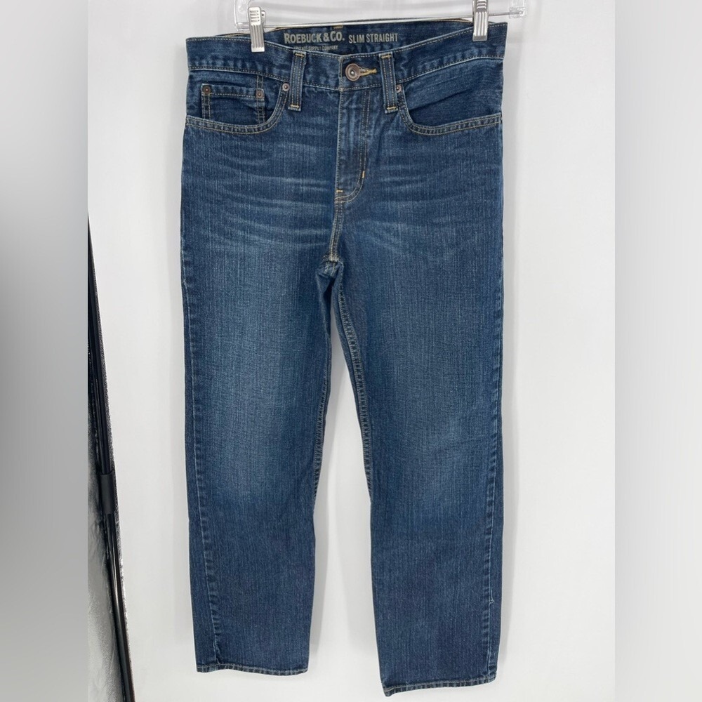 Roebuck &‎ Co slim straight men's blue jeans size 30 x 30